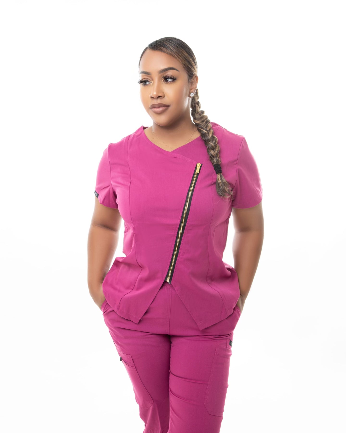 Dark pink scrub set